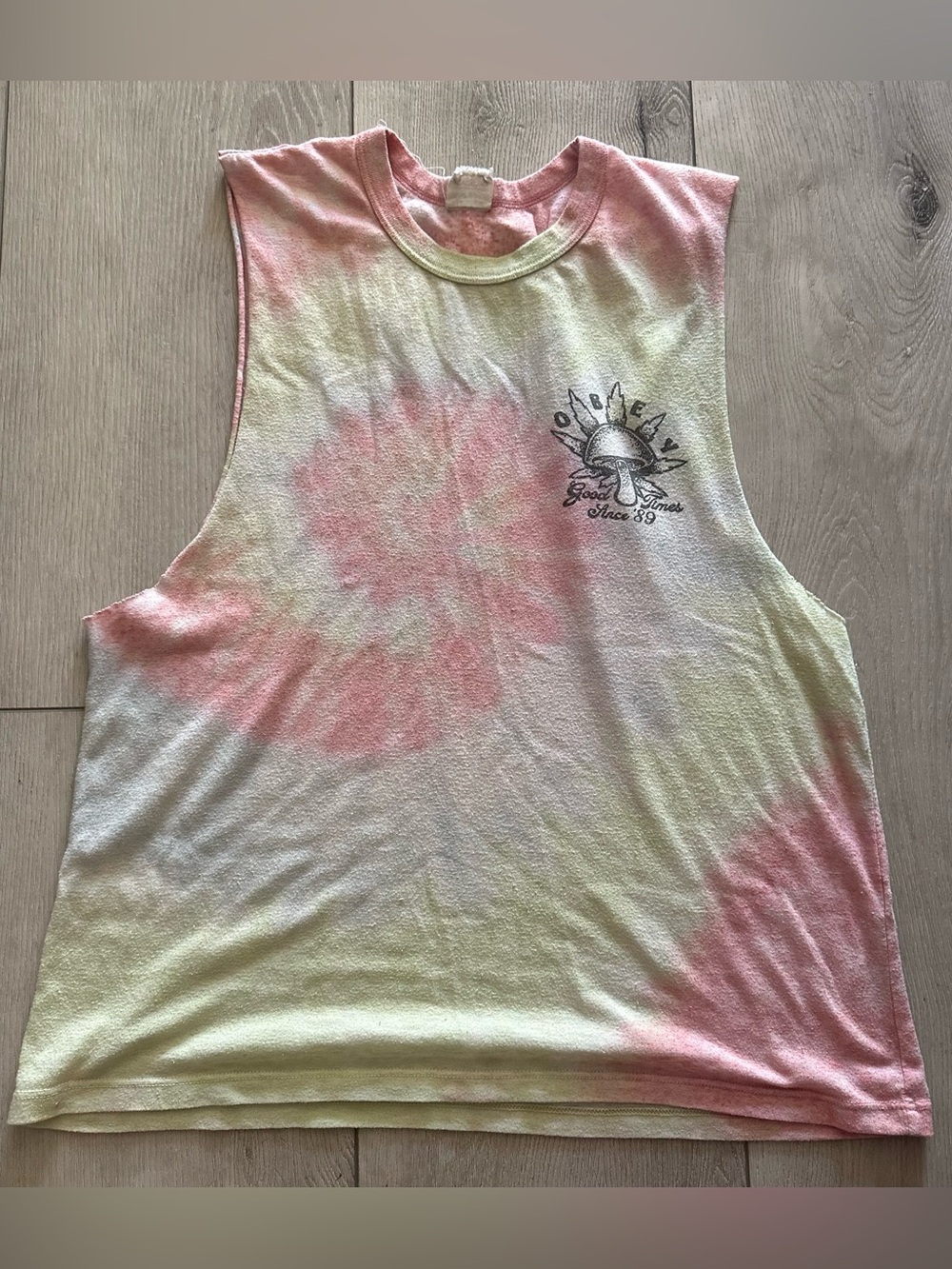 Obey Tie-Dye Muscle Tee in Pink & Cream / Size small